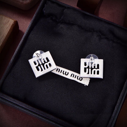 Miu Miu Brass Logo Earrings