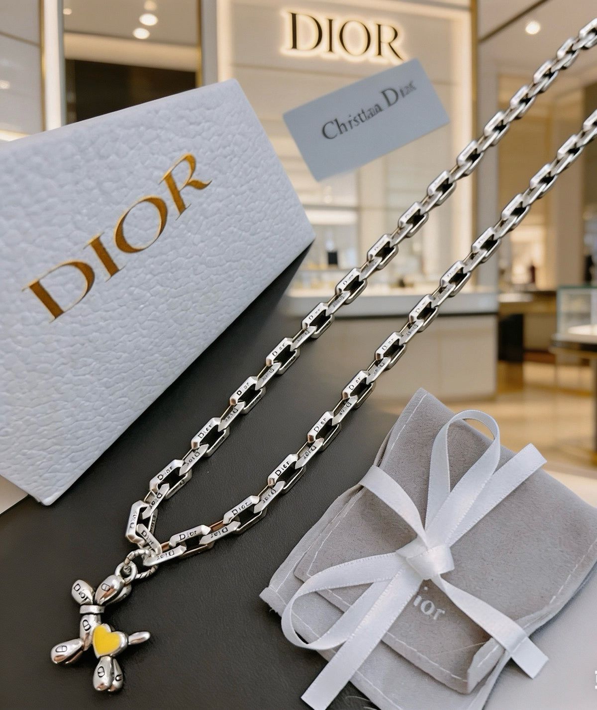 Dior Sterling Silver Chain Necklace