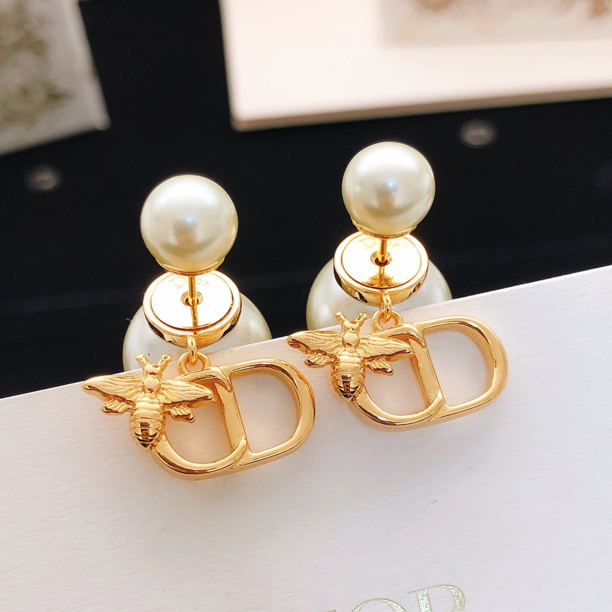 Dior Brass Bee Earrings