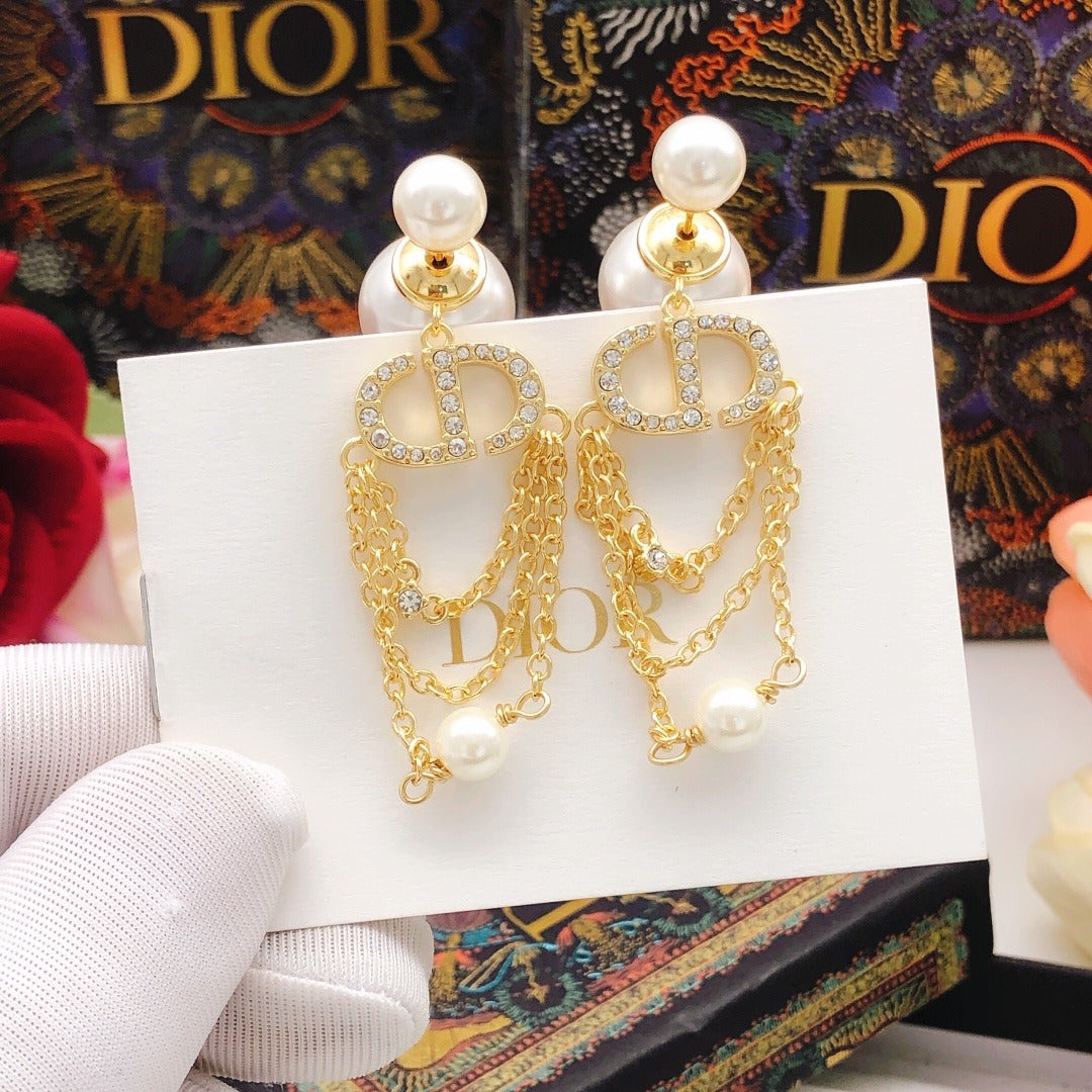 Dior Brass Pearl Earrings