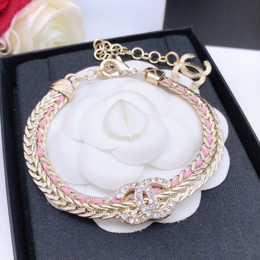 Chanel Pink Leather Bracelet
