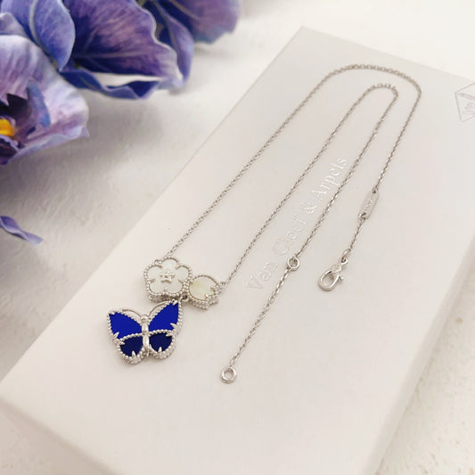 Van Cleef & Arpels Silver Brass Butterfly Necklace