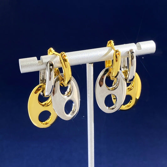 Hermes Silver Brass Colorblock Earrings