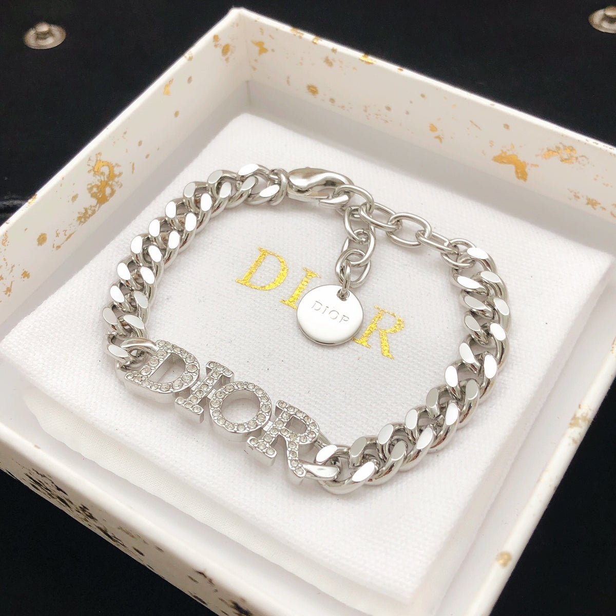 Dior Silver Brass Logo Bracelet