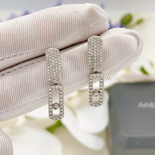 Messika Silver Brass Pave Earrings
