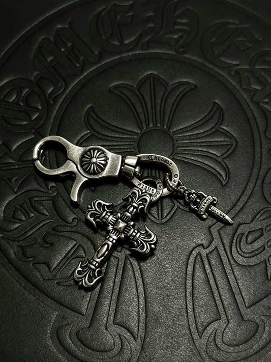 Chrome Hearts Sterling Silver Cross Keychain