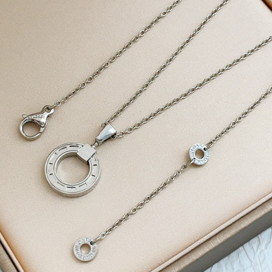 Bvlgari Silver Brass Solitaire Necklace