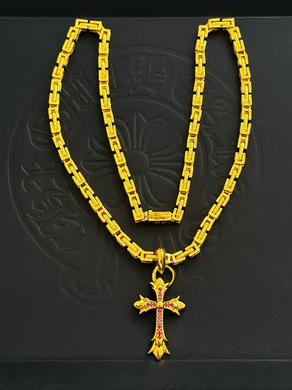Chrome Hearts Sterling Silver Cross Necklace