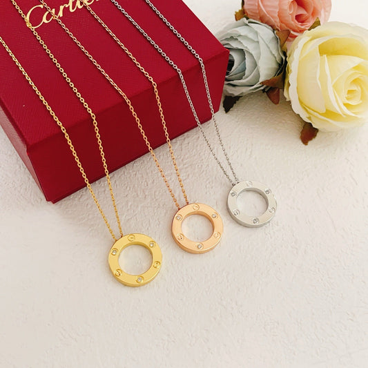 Cartier Silver Brass Round Necklace