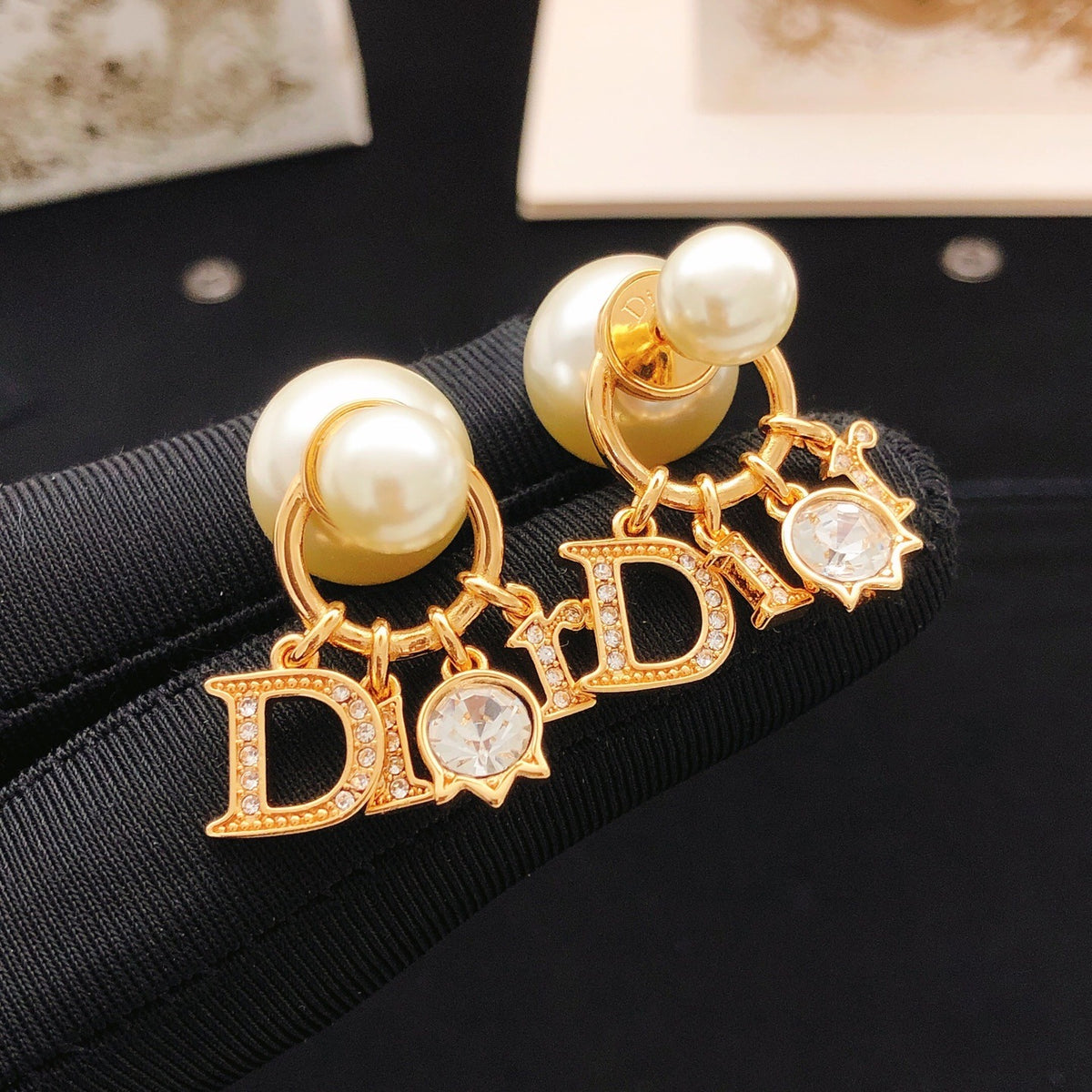 Dior Gold Brass Logo Earrings