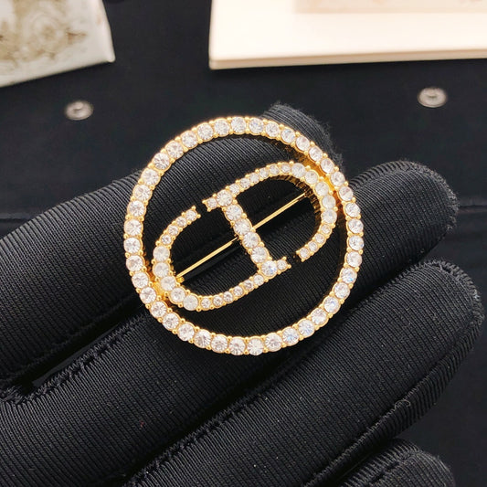 Dior Brass Round Brooch
