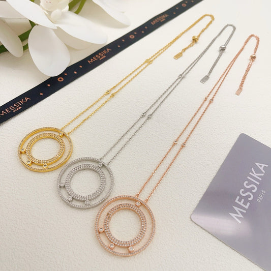 Messika Silver Brass Pave Necklace