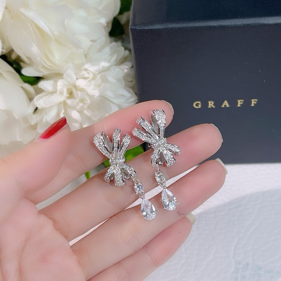 Graff Sterling Silver Bow Earrings