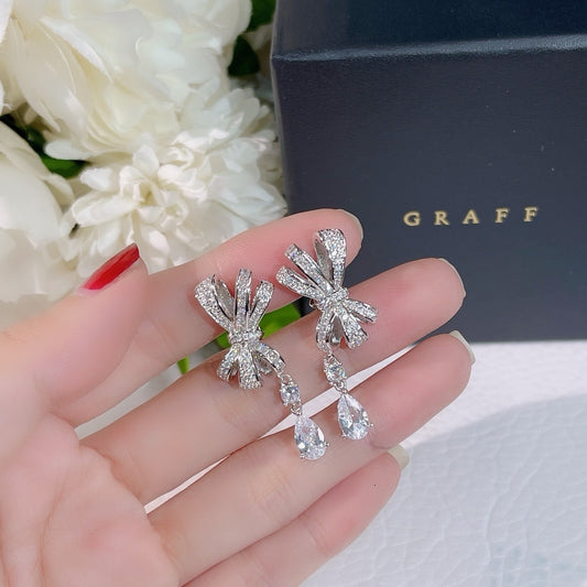 Graff Sterling Silver Bow Earrings