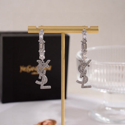 Saint Laurent Brass Logo Earrings