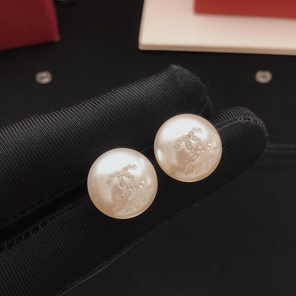 Chanel Brass Pearl Earrings