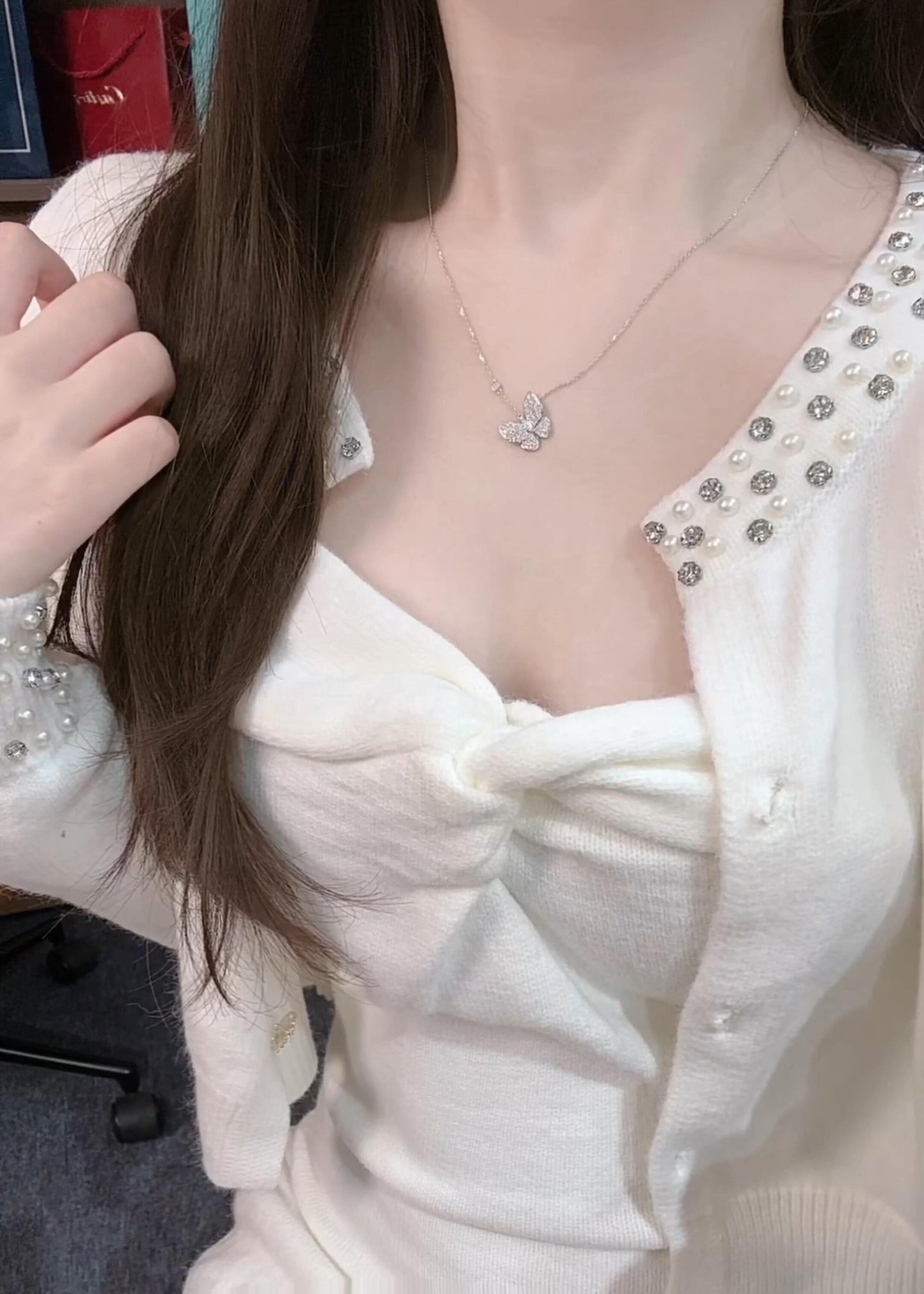 Van Cleef & Arpels Silver Butterfly Necklace