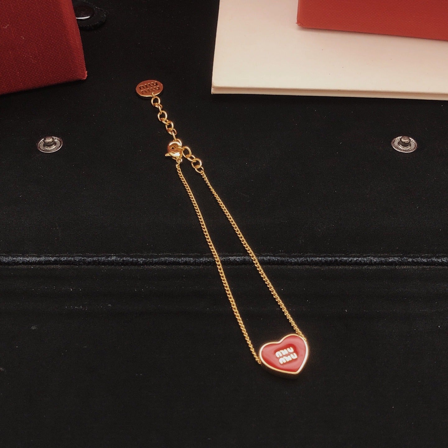 Miu Miu Red Brass Heart Bracelet