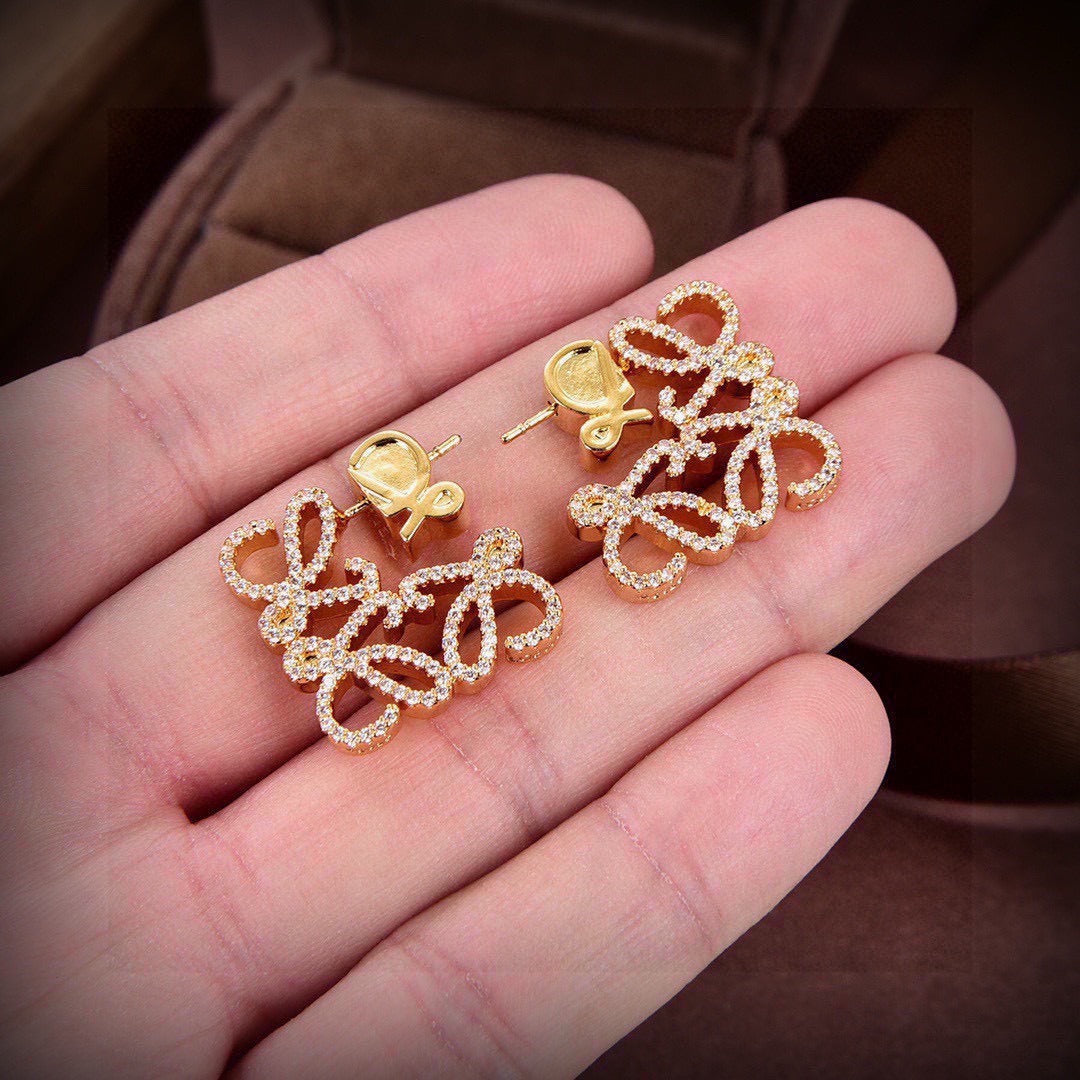 Loewe Brass Logo Earrings