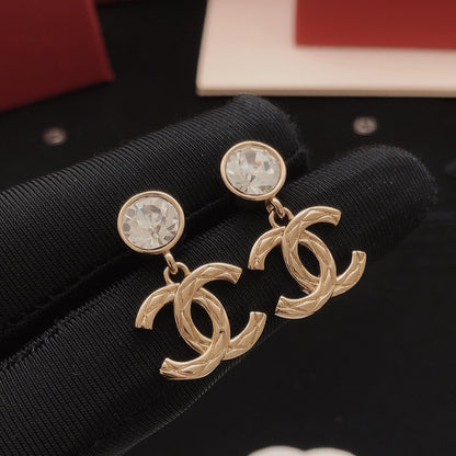Chanel Brass Solitaire Earrings