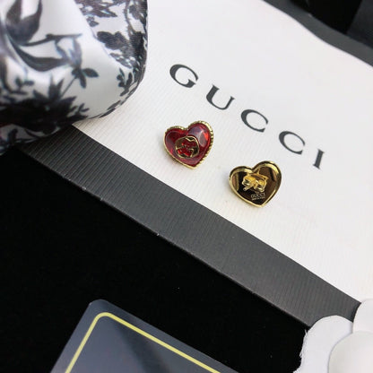 Gucci Red Sterling Silver Double G Earrings