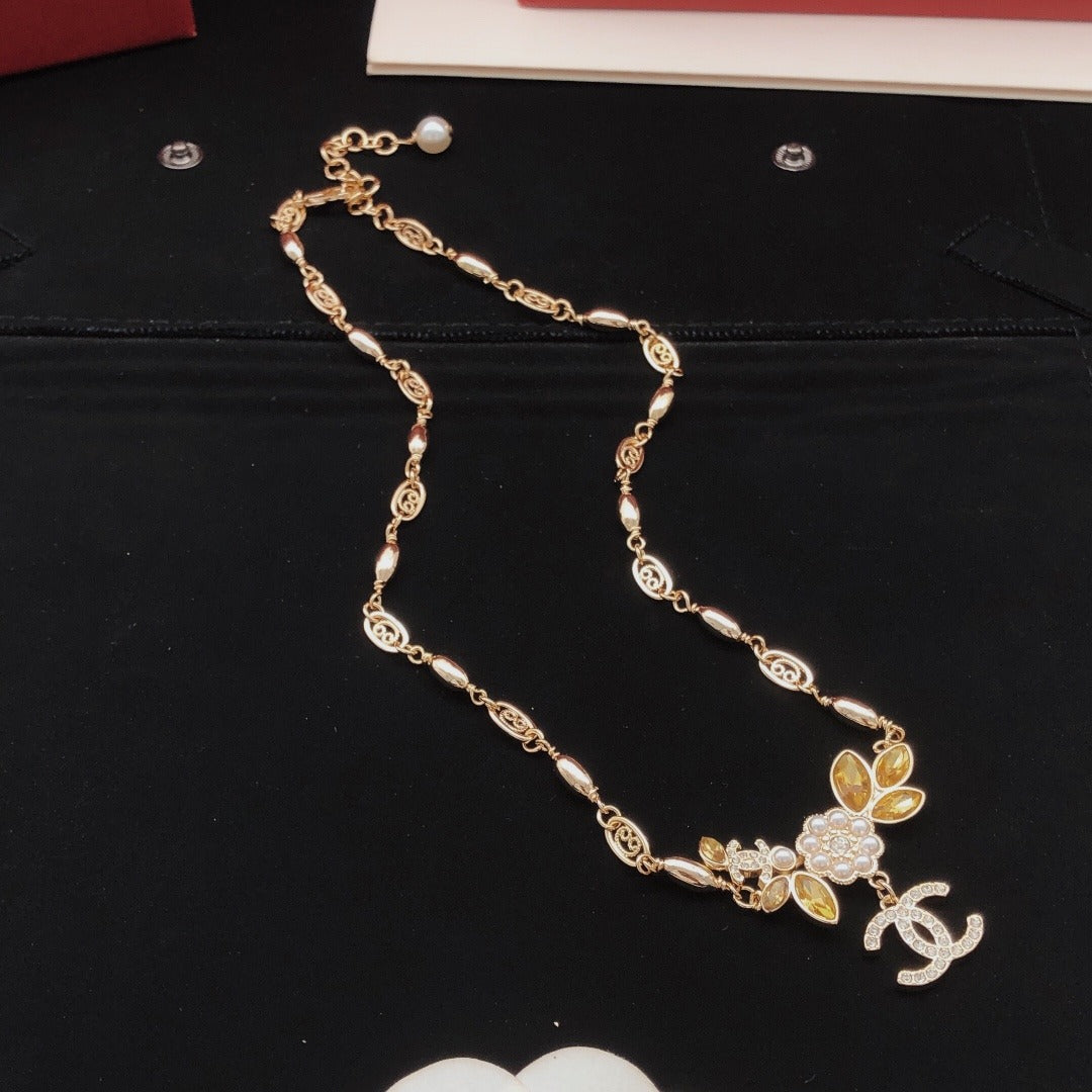 Chanel Brass Floral Necklace