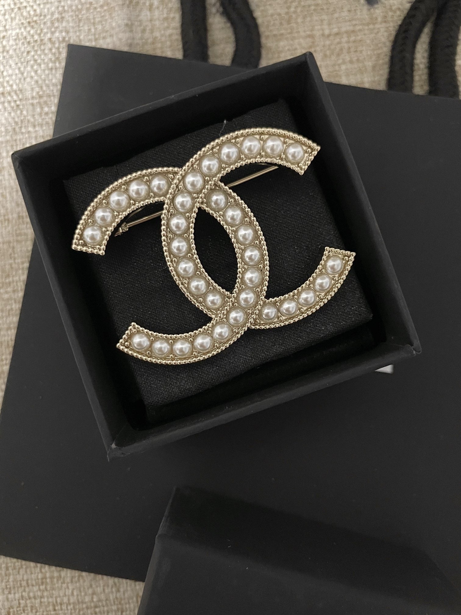 Chanel Brass Pearl Brooch