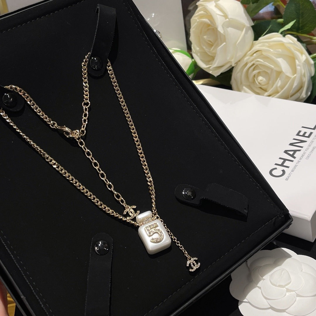 Chanel White Brass Necklace