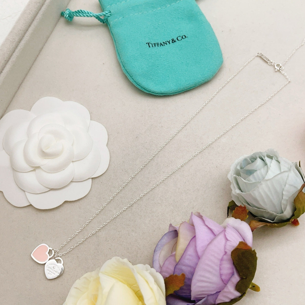 Tiffany & Co. Pink Brass Heart Necklace