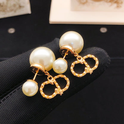 Dior Gold Brass Pearl Earrings