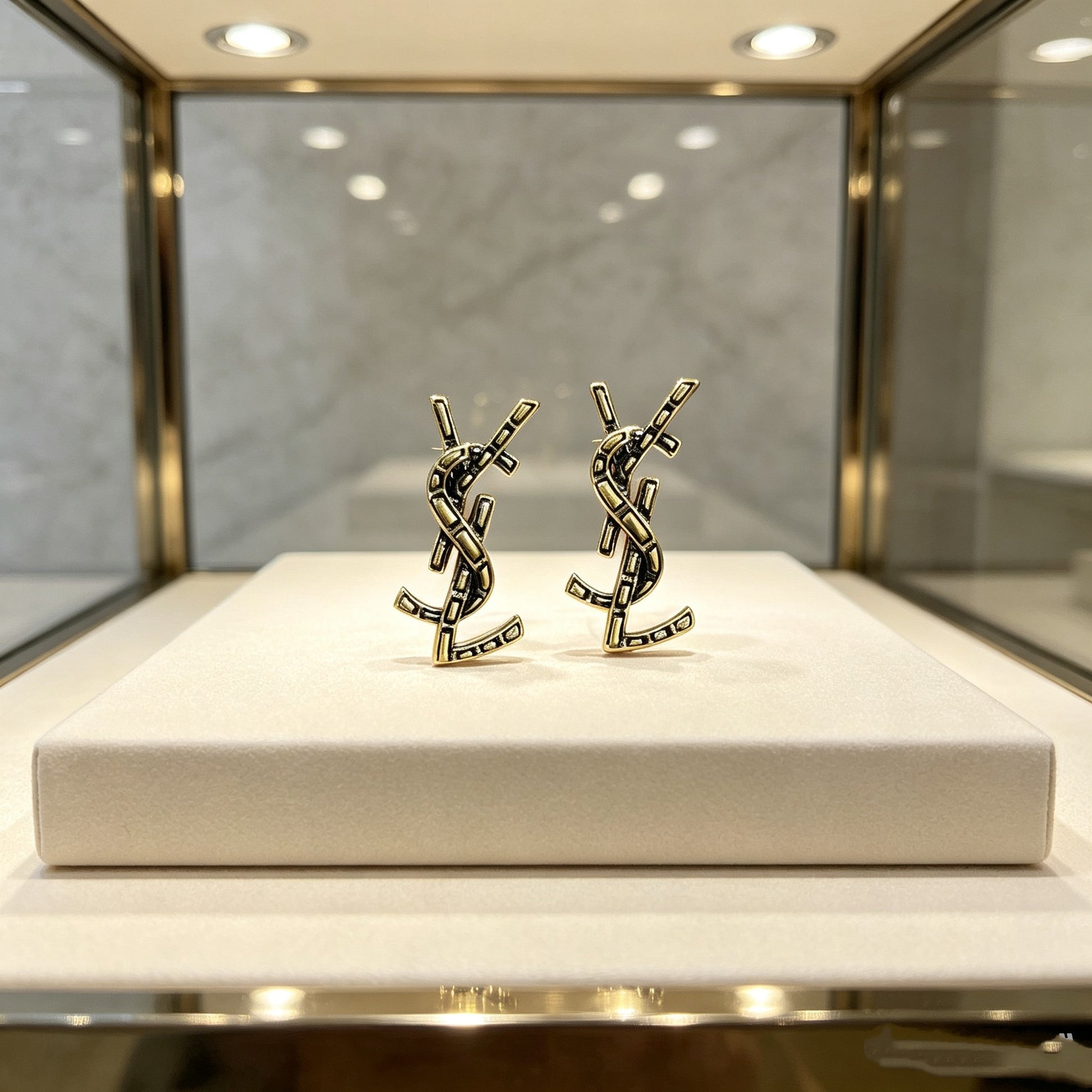 Saint Laurent Sterling Silver Vintage-Finish Earrings