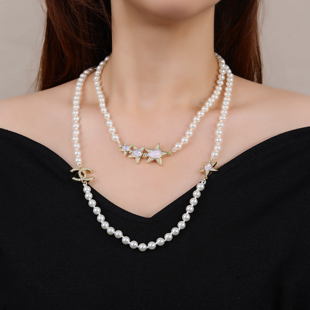 Chanel Brass Pearl Necklace