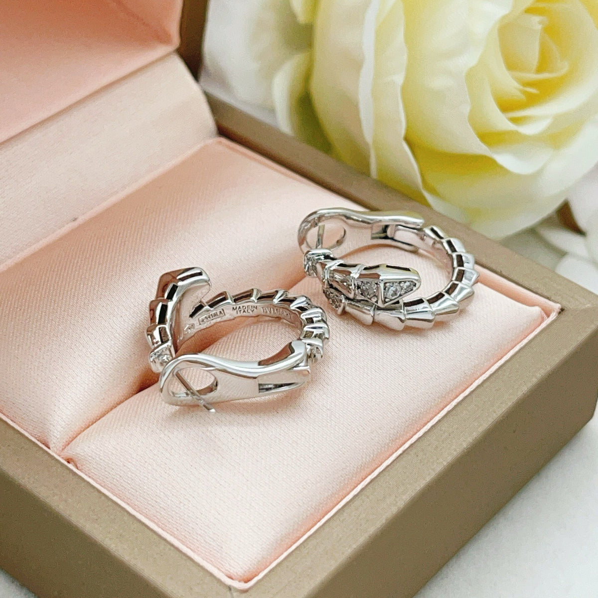 Bvlgari Silver Brass Serpent Earrings
