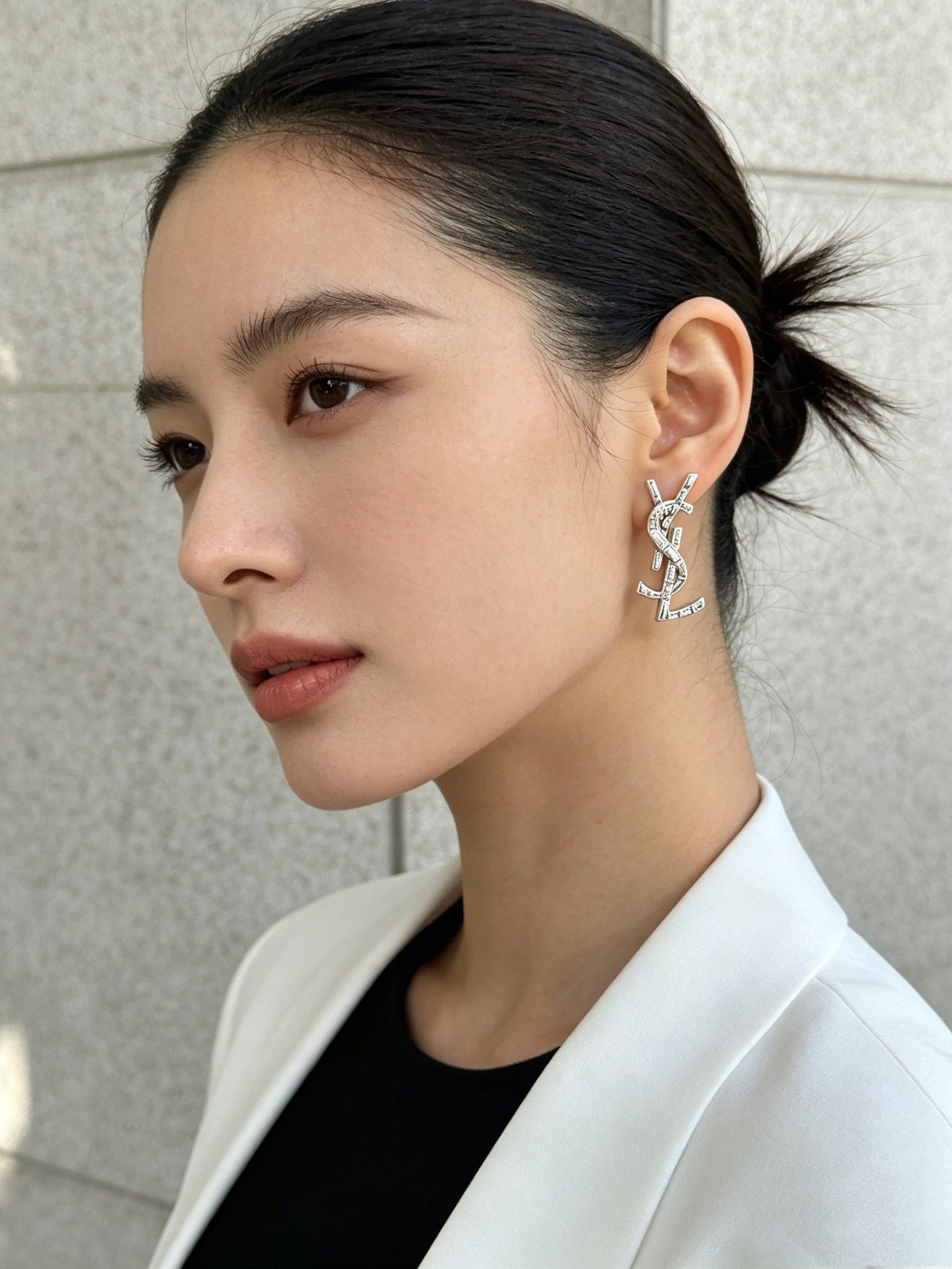 Saint Laurent Sterling Silver Vintage-Finish Earrings