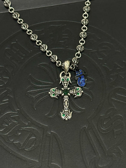 Chrome Hearts Sterling Silver Cross Necklace