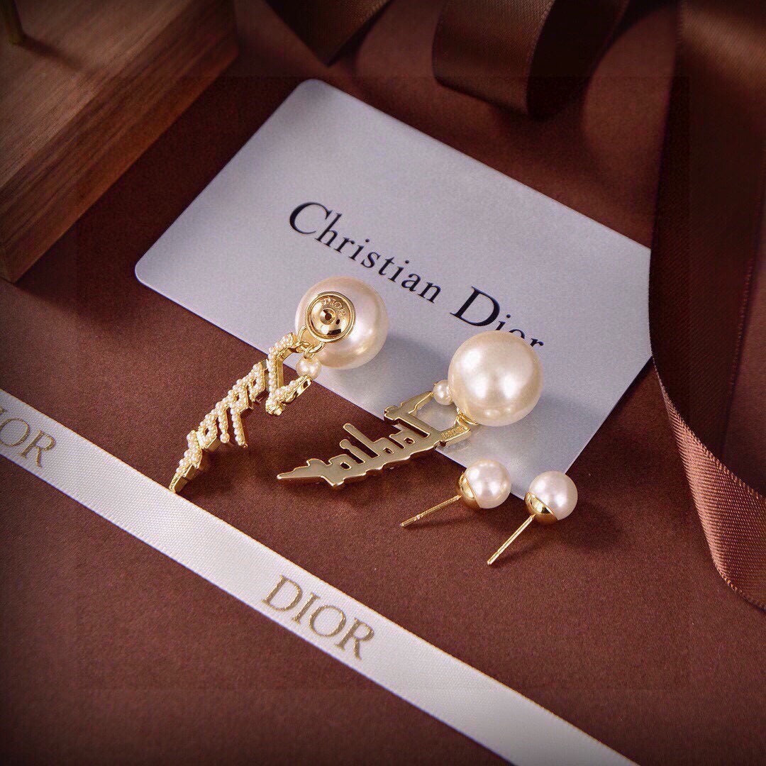 Dior Brass Pearl Earrings