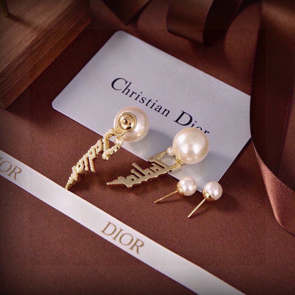 Dior Brass Pearl Earrings