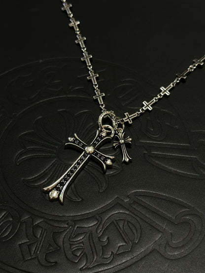 Chrome Hearts Sterling Silver Cross Necklace