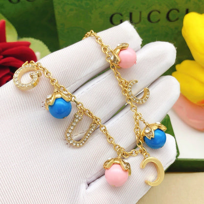 Gucci Pink Brass Floral Necklace