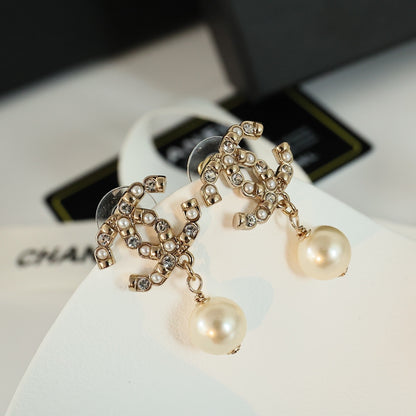 Chanel White Pearl Earrings
