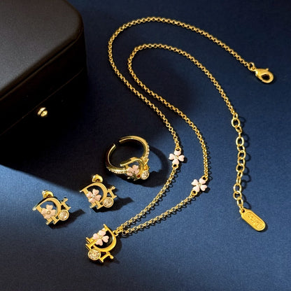 Dior Pink Brass Clover Necklace