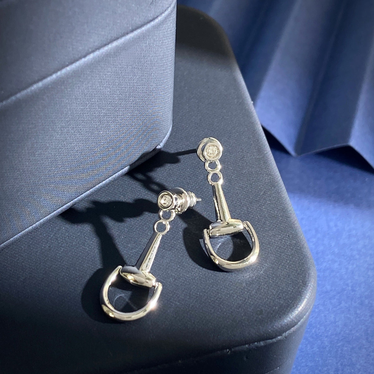 Gucci Silver Brass Horsebit Earrings