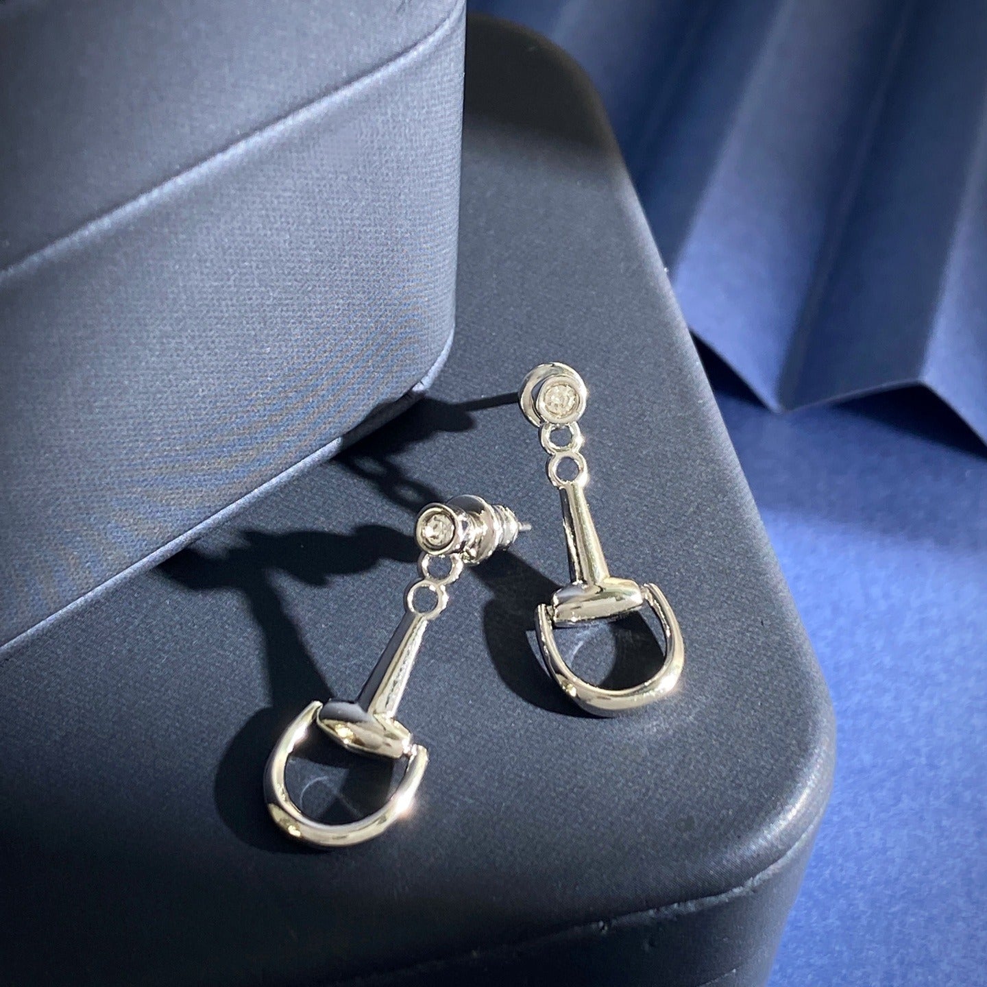 Gucci Silver Brass Horsebit Earrings