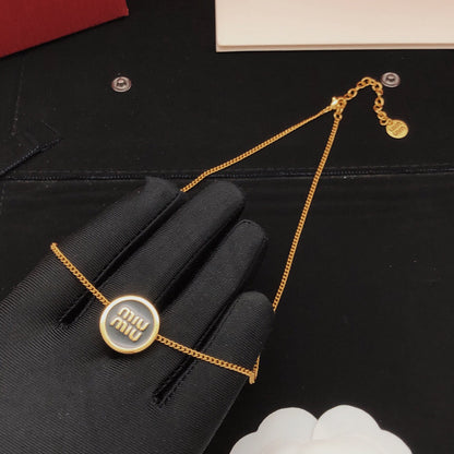 Miu Miu Black Brass Round Necklace