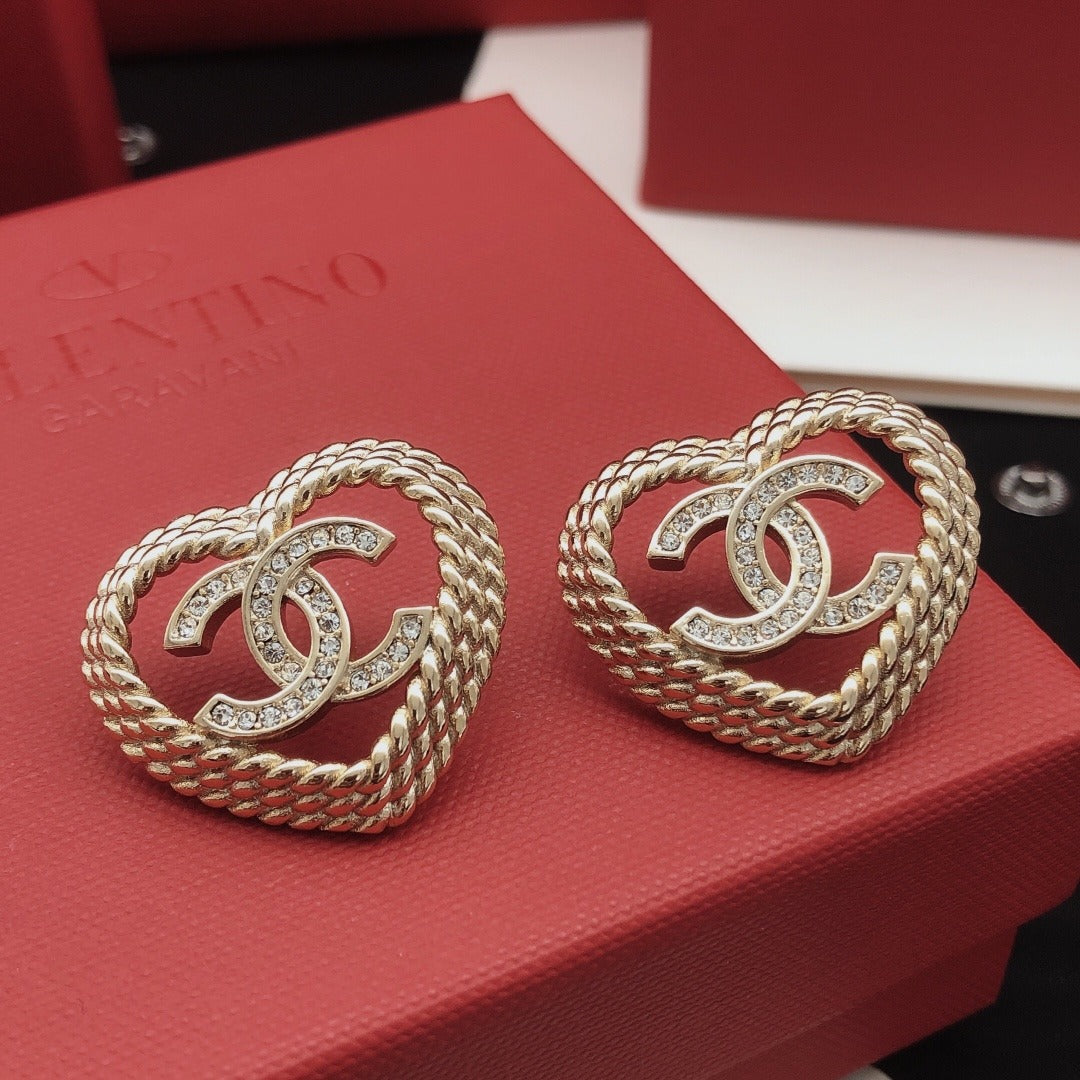 Chanel Brass Heart Earrings