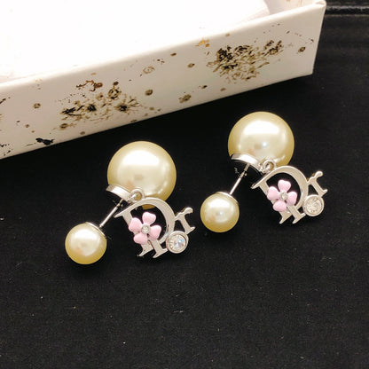 Dior Pink Brass Floral Earrings