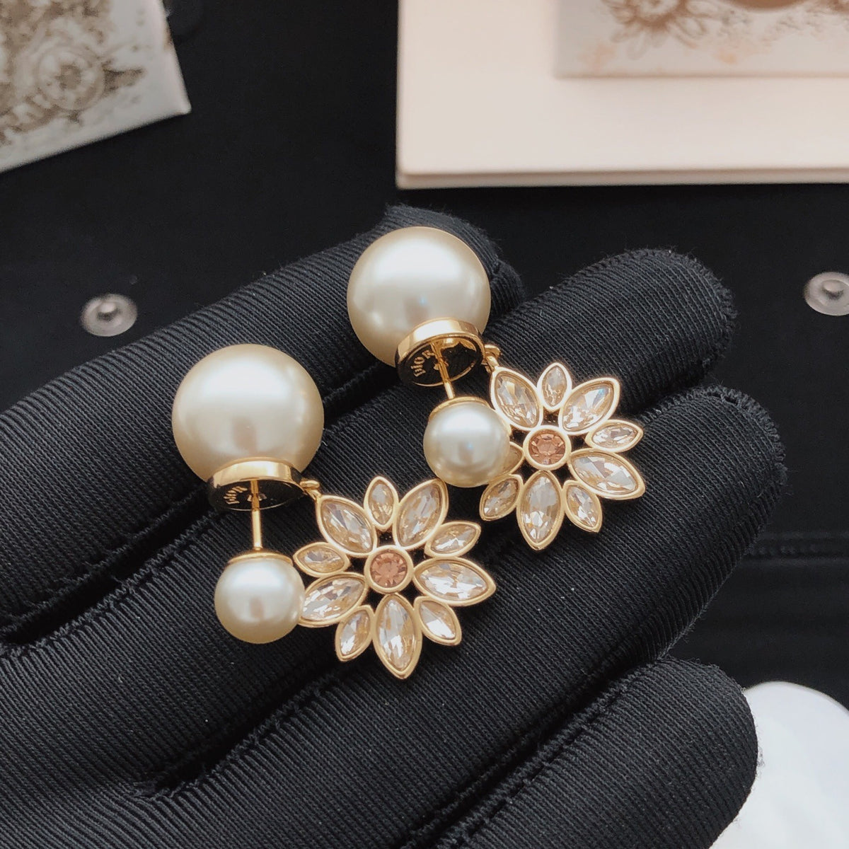 Dior Brass Sunburst Earrings