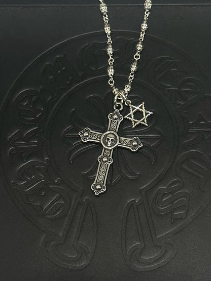 Chrome Hearts Sterling Silver Cross Necklace
