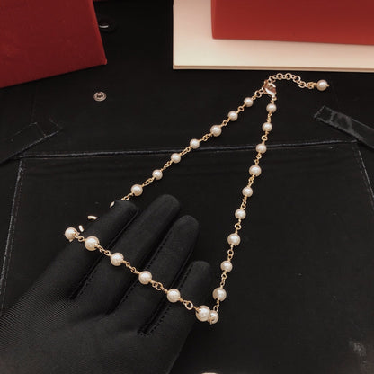 Chanel Brass Pearl Necklace