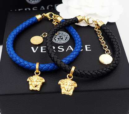 Versace Gold Leather Medusa Bracelet
